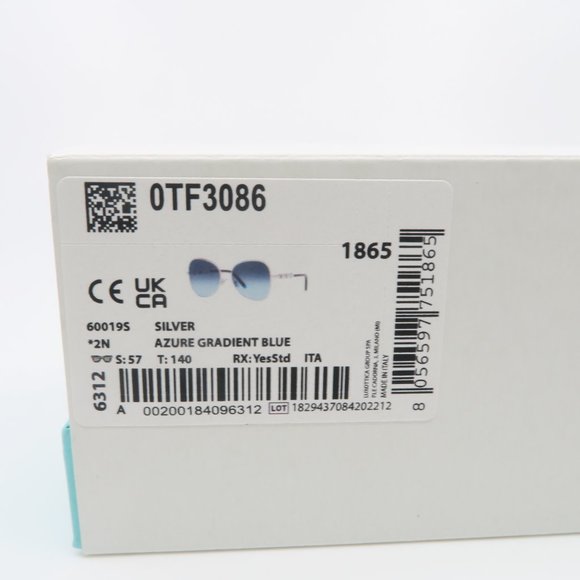 Tiffany & Co. TF 3086 6001/96 57mm Silver-Azure Gradient Blue New Sunglasses. - Picture 10 of 11
